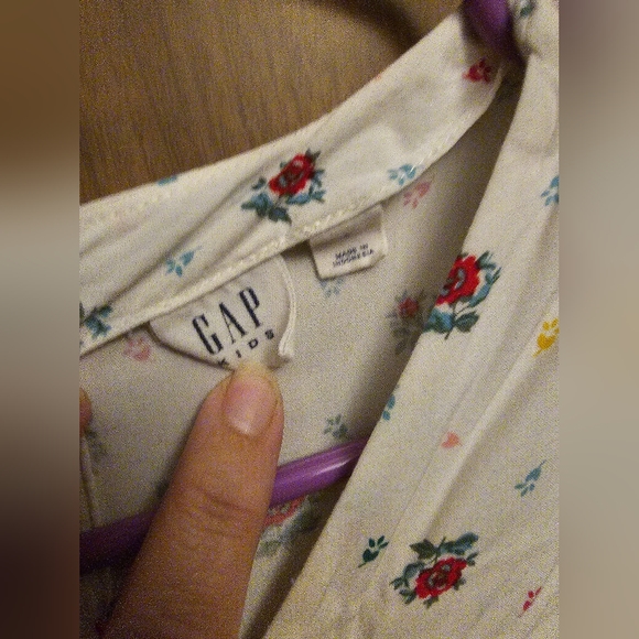 Gap Kids White Red Floral Blouse Large long Sleeve Double Lined - Picture 3 of 5